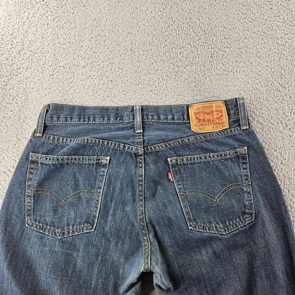 Levis Jeans Mens‎ 34x34 Blue 514 Straight Leg Medium Wash Zip Fly Denim Classic